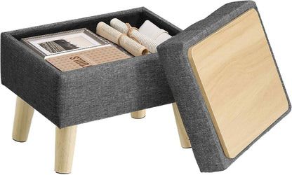 SONGMICS Foot Stool Ottoman, Small Storage Ottoman with Legs, 15.7 Inches