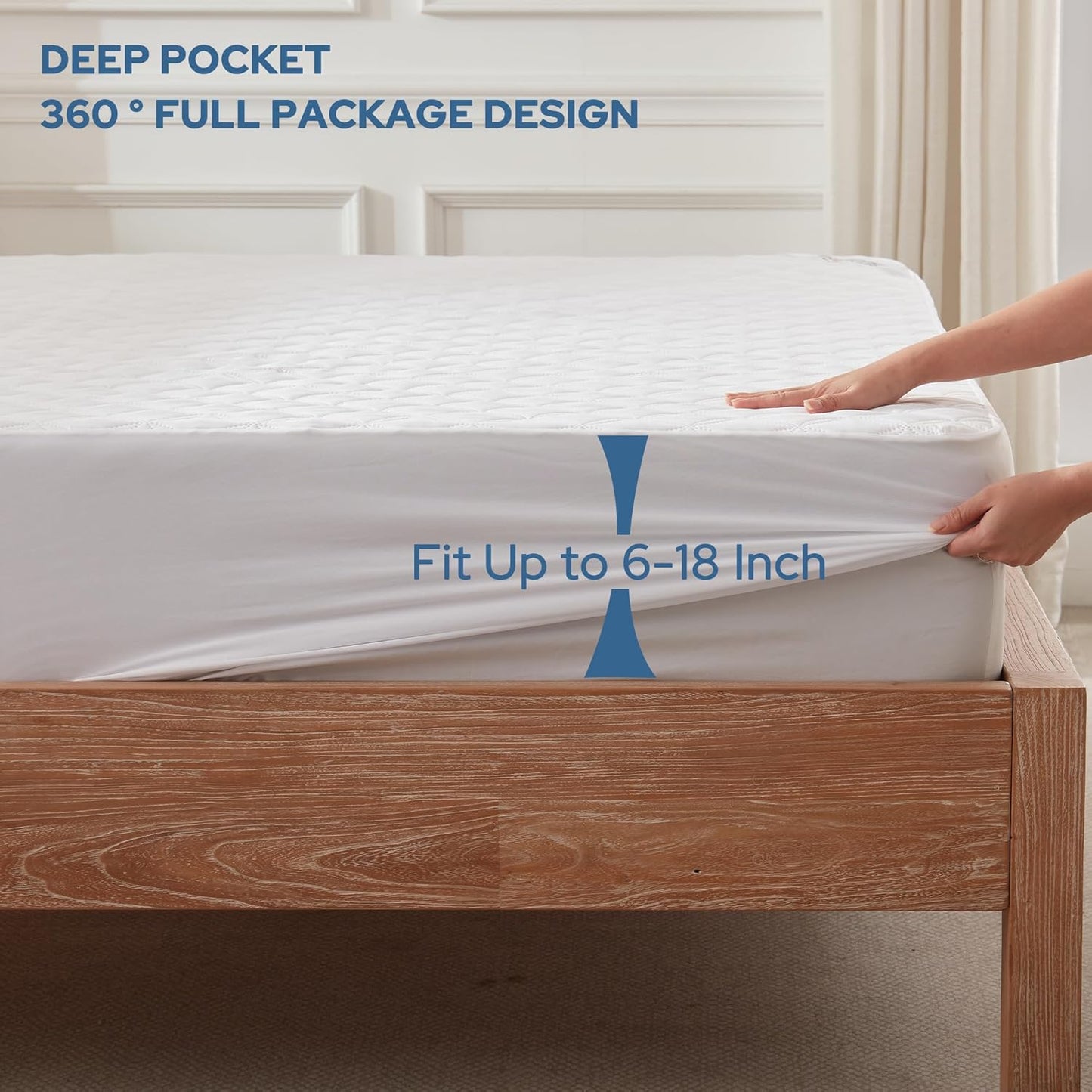 BEDLORE Waterproof Mattress Protector, Noiseless King Size Mattress Pad with Deep Pocket Fitted Up to 6-18 inches, Soft Breathable Dirt-Proof Bed Mattress Cover Washable for Bedroom, Hotel (Gray)
