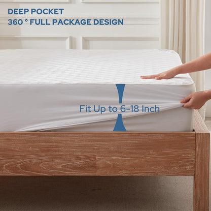 BEDLORE Waterproof Mattress Protector, Noiseless King Size Mattress Pad with Deep Pocket Fitted Up to 6-18 inches, Soft Breathable Dirt-Proof Bed Mattress Cover Washable for Bedroom, Hotel (Gray)