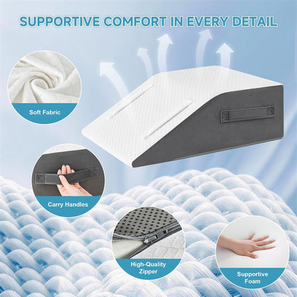 Yojoker 4PCS Orthopedic Bed Wedge Pillow Set for Sleeping, Post Surgery Foam Pillow for Body, Back and Leg Pain Relief, Triangle Adjustable Support Pillow - Acid Reflux, Anti Snoring & GERD Sleeping