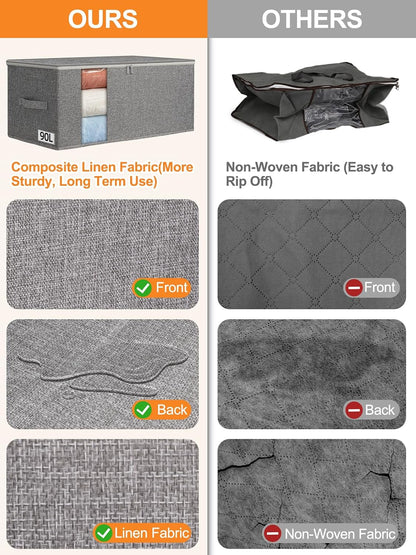 punemi 60L Sturdy Comforter Storage Bag, Blanket Organizer, Grey