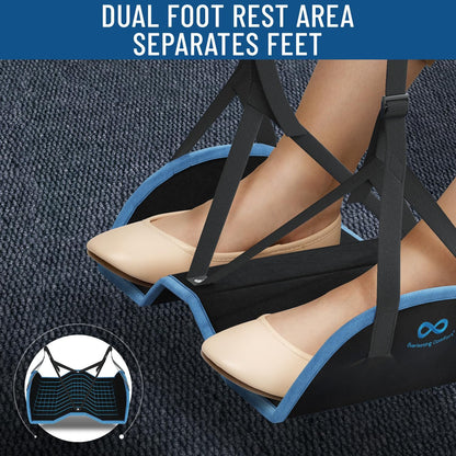Everlasting Comfort Airplane Foot Hammock - Memory Foam Foot Rest for Plane Travel - Portable Foot Rest for Air Travel, Desk & Car - Airplane Essentials Foot Hammock for Plane Travel