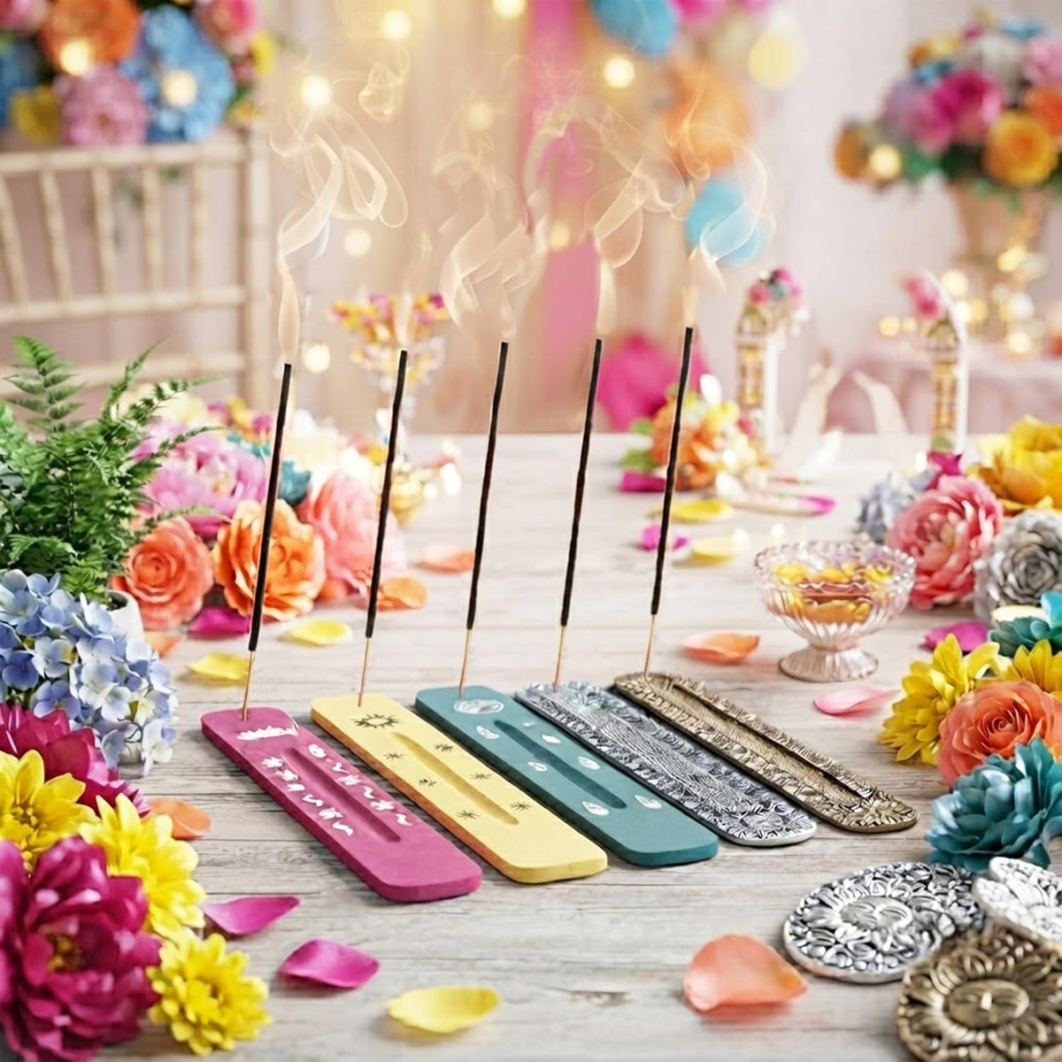 Hosley 320 Assorted Incense Sticks with Holder Eucalyptus, Fresh Bamboo, Lavender, Myrrh, Lavender Chamomile, Vanilla, Citrus, Dragon Blood Idea for Home, Wedding, Spa, Meditation & Aromatherapy