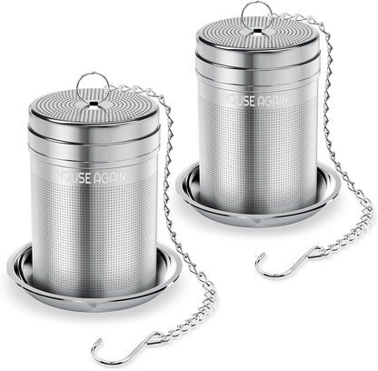 House Again Large Tea Infusers, Extra Fine Mesh Tea Strainers for Loose Tea, Slim Threaded Lid & 304 Stainless Steel, Filter Bags Diffusers, Loose Leaf Tea Steeper for Brew Tea Spices & Seasonings