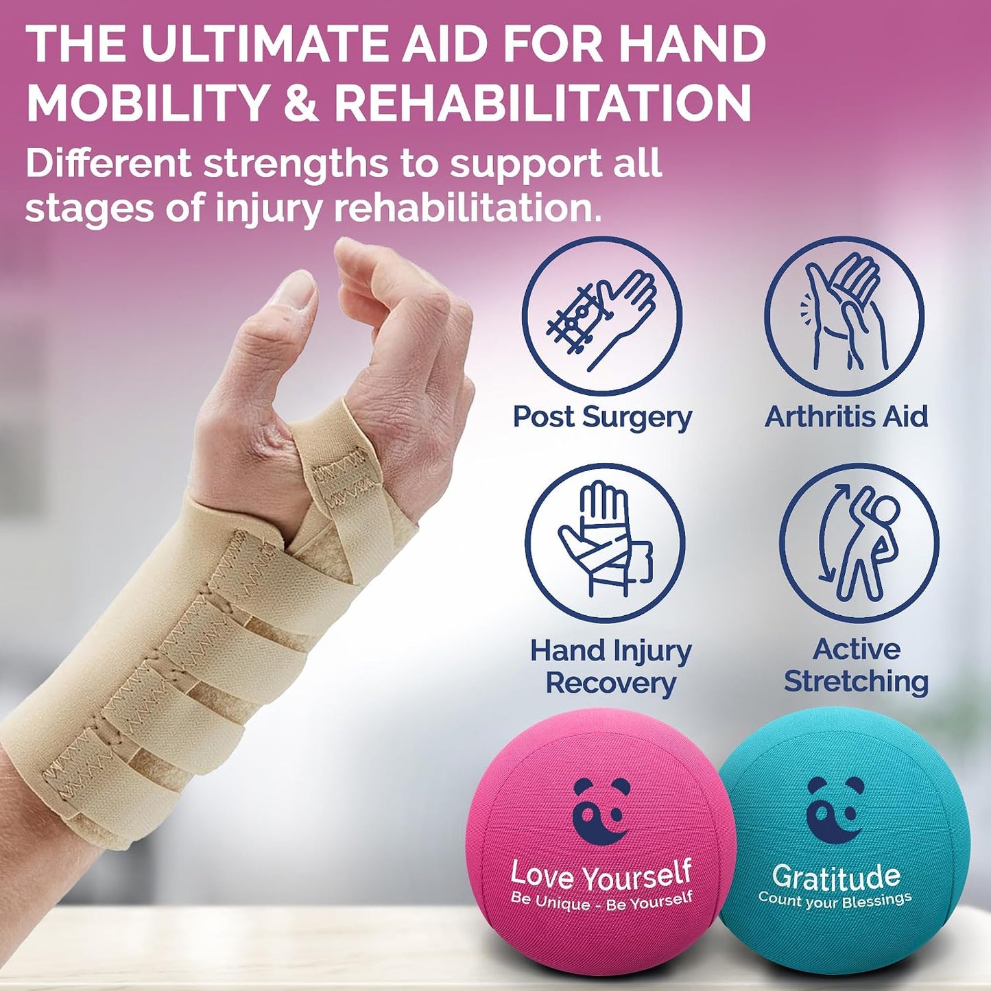 Mind & Body Stress Balls for Adults - Multi-Density Squeeze Balls for Hand Therapy & Grip Strengthening - Stress & Anxiety Relief - Choose 3-Ball (Soft, Medium & Hard) or 2-Ball (Soft & Hard) Sets