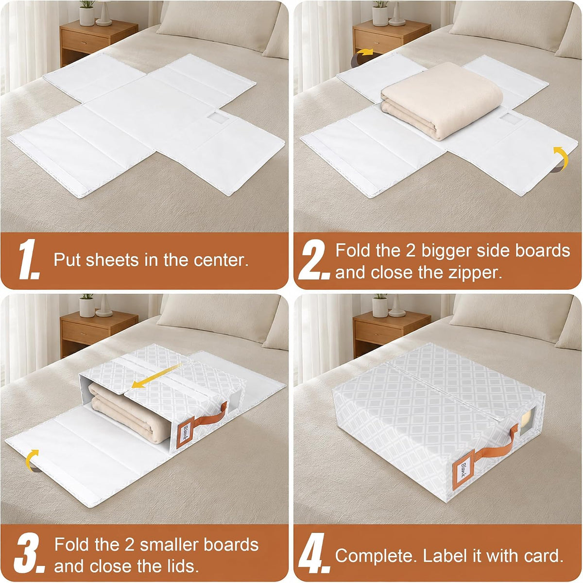 Large Bed Sheet Organizers and Storage for Linen Closet, Grey