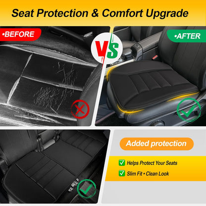 kingphenix Car Seat Cushion with 1.2inch Comfort Memory Foam, Seat Cushion for Car and Office Chair (Black)