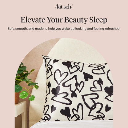 Kitsch Satin Pillowcase with Zipper for Hair & Skin - Softer Than Silk Pillow Cases, Smooth Cooling Satin Pillow Case, Wrinkle-Free, Machine Washable - Pillow Cases Standard Size (19x26) - Blush