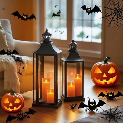 Homemory Gray Flickering Flameless Candles, Battery Operated Acrylic LED Pillar Candles with Remote Control and Timer, Halloween Decor, Set of 5