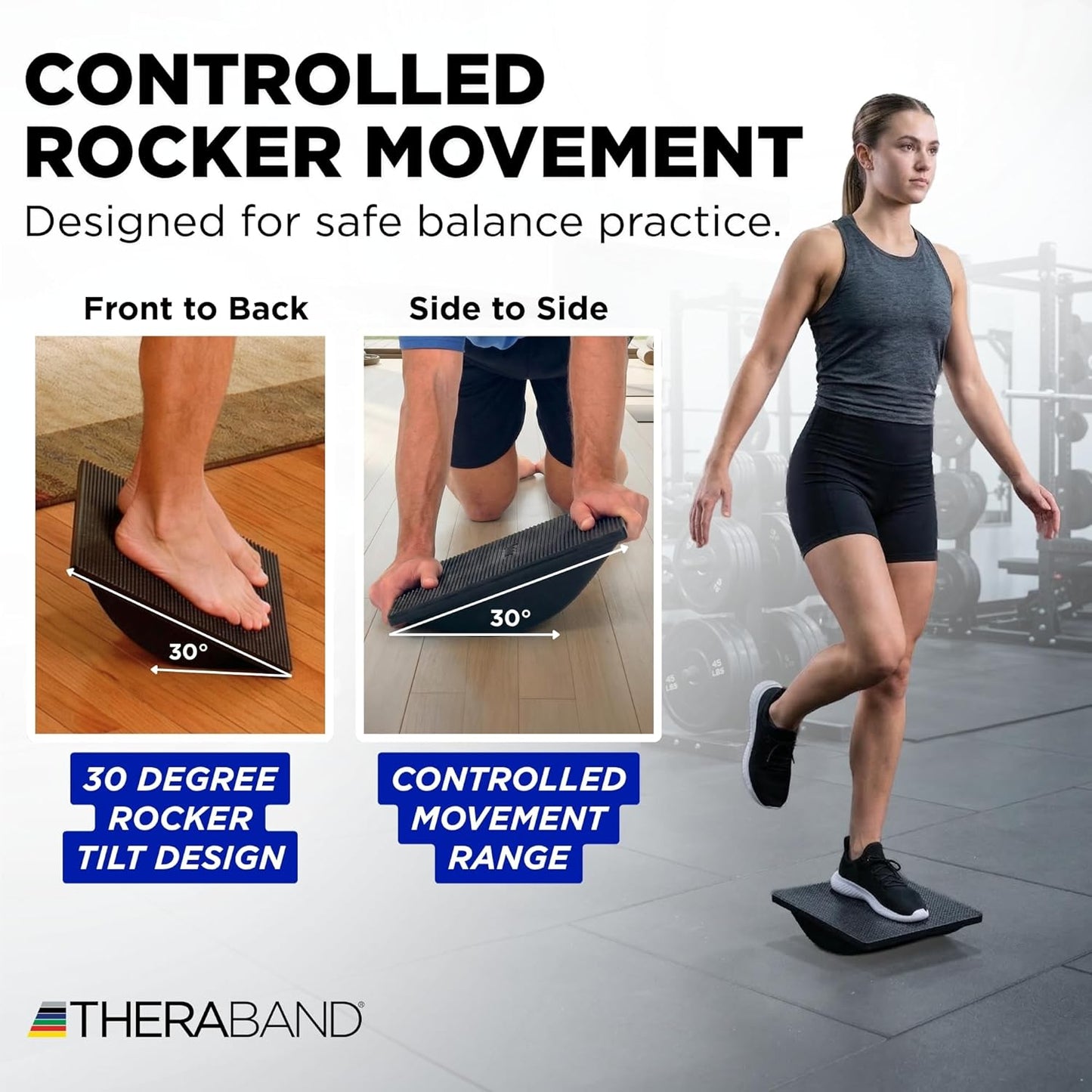 Theraband 23300 Rocker Balance Board for Rehab, Improved Posture, Balance and Stability Training
