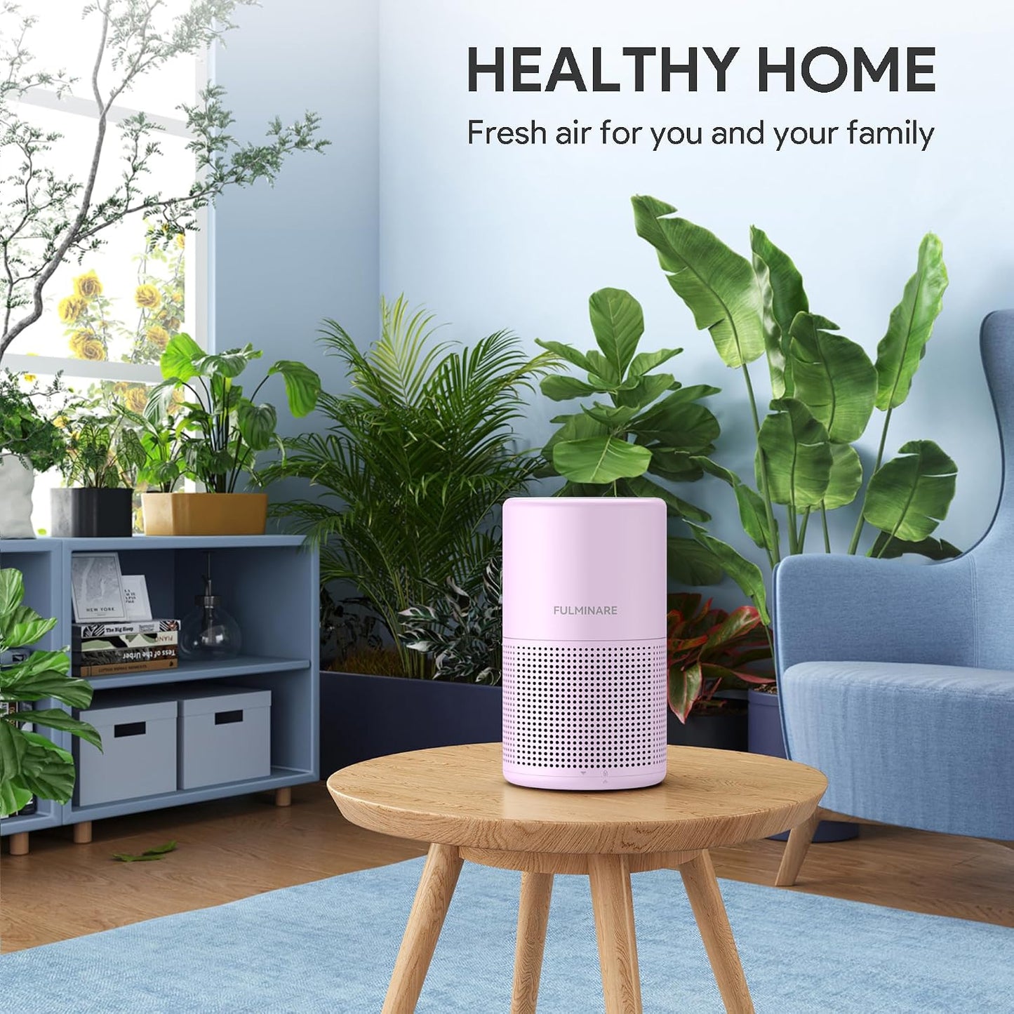 FULMINARE Air Purifiers for Home Bedroom H13 HEPA Air Purifier, 3 Speeds, Timer, 24dB, Small Mini Air Purifier with Night Light, Sage Green