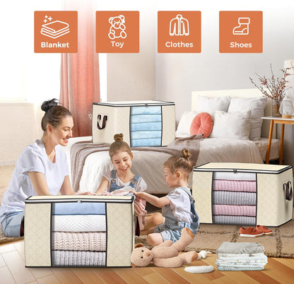 90L Large Storage Bags, Clothes Storage Bins Closet Organizers
