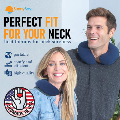 SunnyBay Microwave Heating Pad, Microwavable Heated Neck Pillow for Moist Hot Therapy, Heated Neck and Shoulder Wrap with Flax Seeds Filling and Washable Cover, 12"X12"X2", 2.5 lbs, Navy Blue