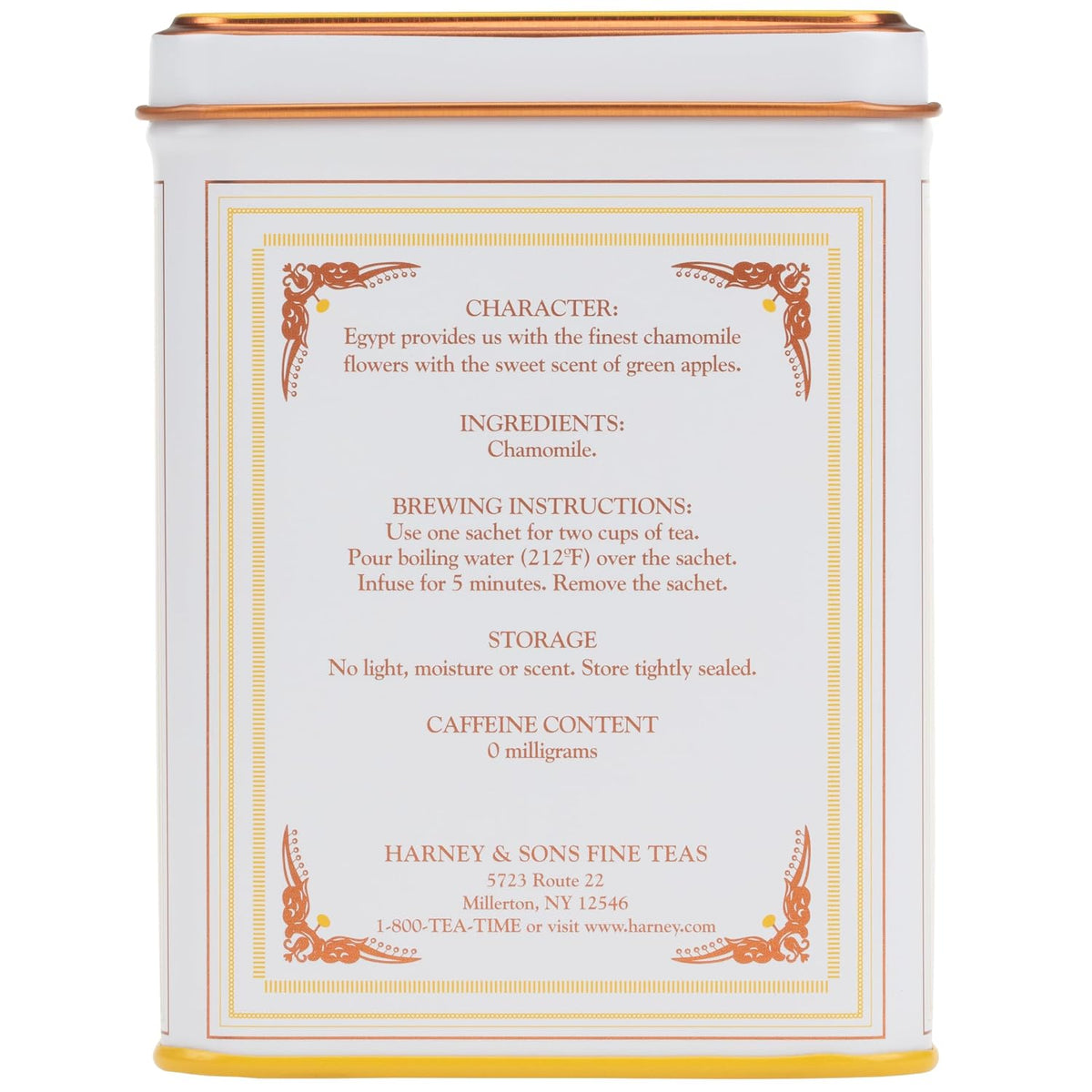 Harney & Sons Chamomile Herbal Tea, 20 Sachets, Caffeine Free Tin
