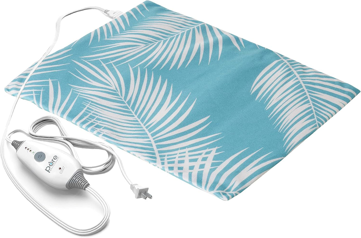 Pure Enrichment PureRelief Express Designer Series Electric Heating Pad - 12” x 15” Fast-Heating with 4 Heat Settings, Machine-Washable Fabric, & 2-Hour Auto Safety Shut-Off - Cerulean Diamond