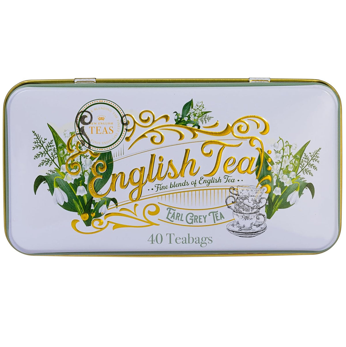 New English Teas Lily of the Valley Tea Tin with 40 Earl Grey Tea Bags