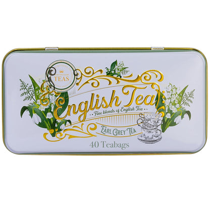New English Teas Lily of the Valley Tea Tin with 40 Earl Grey Tea Bags