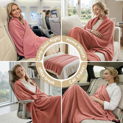 Travel Blanket Airplane - Ultra Soft & Lightweight Knit Design