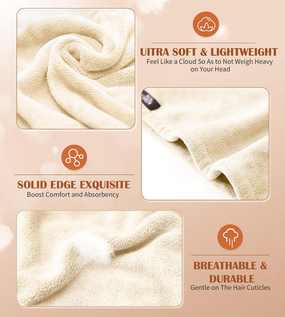 POPCHOSE Microfiber Hair Towel Wrap, 3 Pack Fast Drying Hair Turban, Stocking Stuffers for Women, Soft Ultra Absorbent, No Frizz Hair Wrap Towels for Women Wet Hair, Curly, Longer, Thicker Hair
