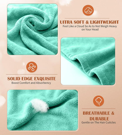 POPCHOSE Microfiber Hair Towel Wrap, 3 Pack Fast Drying Hair Turban, Stocking Stuffers for Women, Soft Ultra Absorbent, No Frizz Hair Wrap Towels for Women Wet Hair, Curly, Longer, Thicker Hair