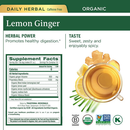 Traditional Medicinals Organic, Peppermint Tea - Helps Soothe Belly from Occasional Gas and Bloating - Kosher, Non-GMO, Caffeine-Free, Compostable - 16 Tea Bags