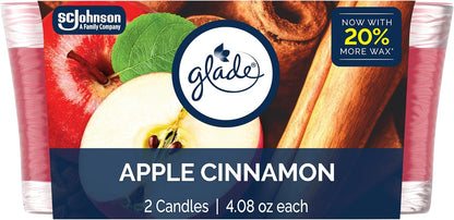 Glade 1-Wick Scented Candle Jar, Clean Linen, Air Freshener Infused with Essential Oils, 4.08 Oz, 2 Count