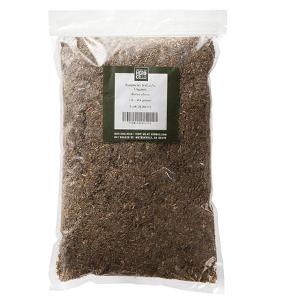 Organic Raspberry Leaf Cut & Sifted, by Herb Co, Rubus Idaeus, from Albania, Kosher, for Tea, Apple Cider Vinegar, Salves, Lotions, Creams, Toner & Hair Rinse, 1 lb