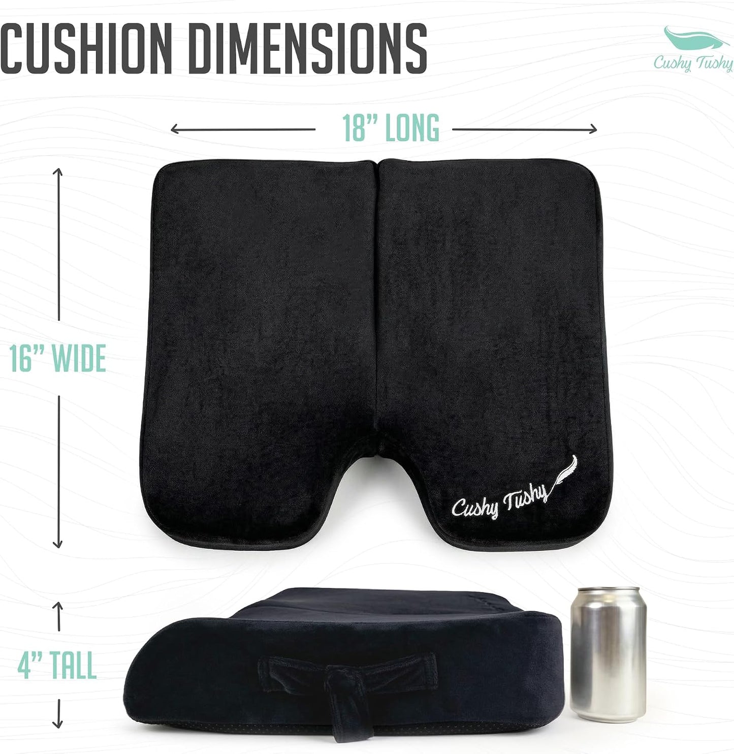 Cushy Tushy Premium Foldable Travel Seat Cushion - for Relief of Lower Back, Sciatic, Butt and Tailbone Pain - for Home & Office Use, Perfect for Travel or Driving - Coccyx Seat Cushion