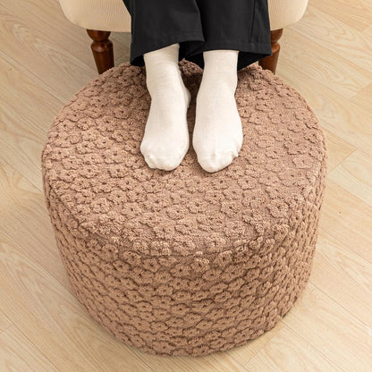 Round Pouf Ottoman Foot Stool 20x14In Ottoman Footrest for Couch Sofa Green