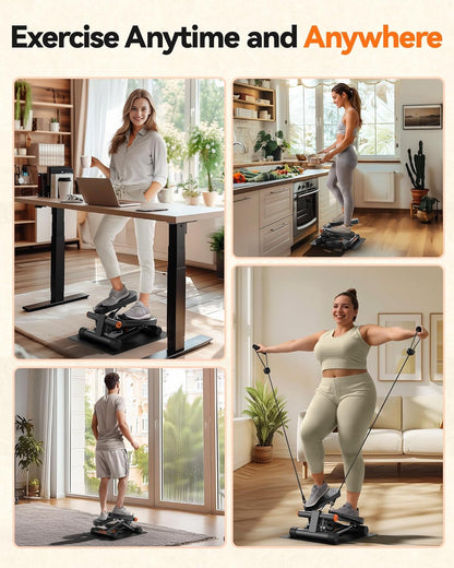 Niceday Steppers for Exercise, Stair Stepper with Resistance Bands, Mini Stepper with 300LBS Loading Capacity, Hydraulic Fitness Stepper with LCD Monitor