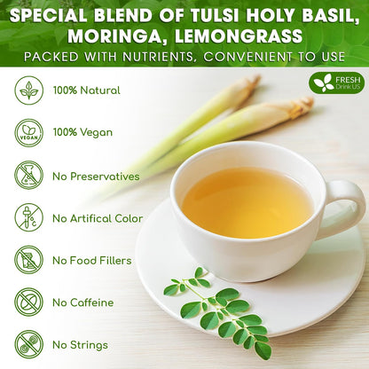 FreshDrinkUS, Premium Tulsi Moringa Lemongrass Tea, 75 Count, No Caffeine