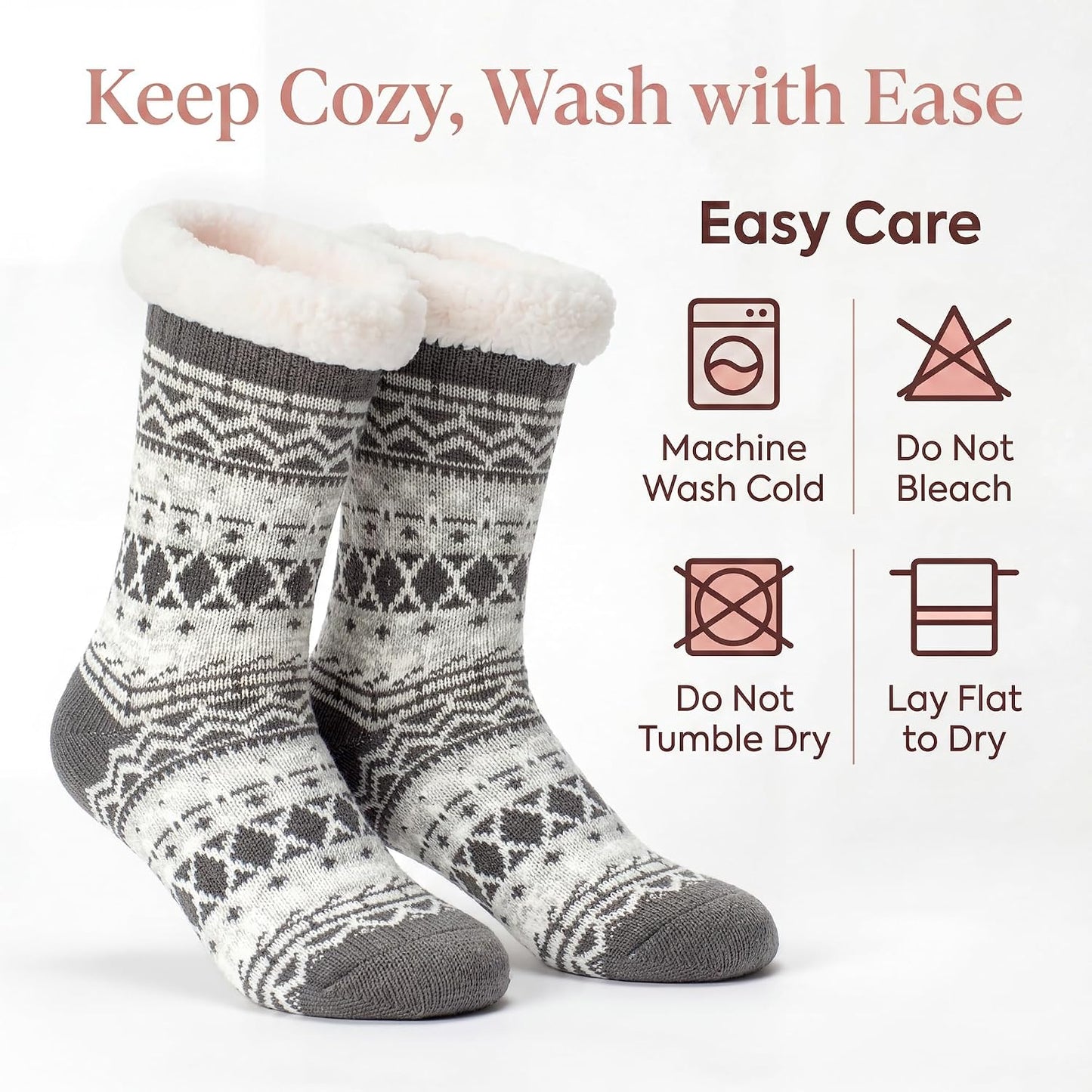 Cozylook Fuzzy Slipper Socks for Women with Grips Warm Cozy Soft Non-Slip Winter Socks Cozy Gift Idea