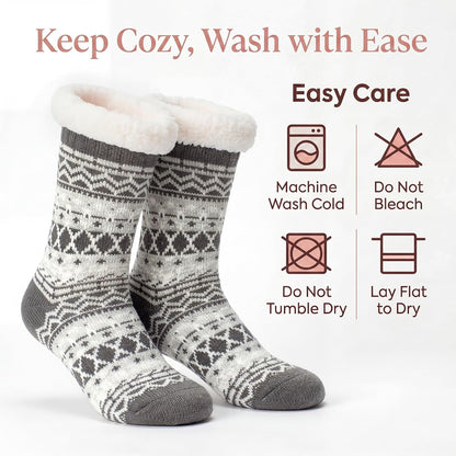 Cozylook Fuzzy Slipper Socks for Women with Grips Warm Cozy Soft Non-Slip Winter Socks Cozy Gift Idea