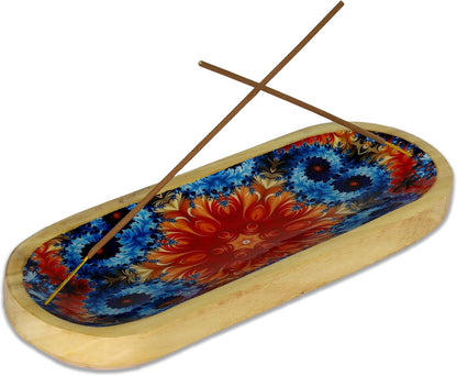 Bless-International Traditional-Handmade-Tray-Burner Wooden-Trat-Incense-Stick-Holder Ash-Catcher-Stand for-Aromatherapy-Meditation-Yoga 11x4x1.22 Inches (Wooden Tray)
