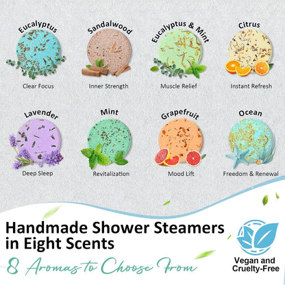 Shower Steamers Aromatherapy Birthday Gifts for Women - 8 Pack Shower Bombs with Natural Essential Oils, Self Care Relaxation Home Spa, Basket Stuffers White Elephant Gifts for Women Mom Wife Teens