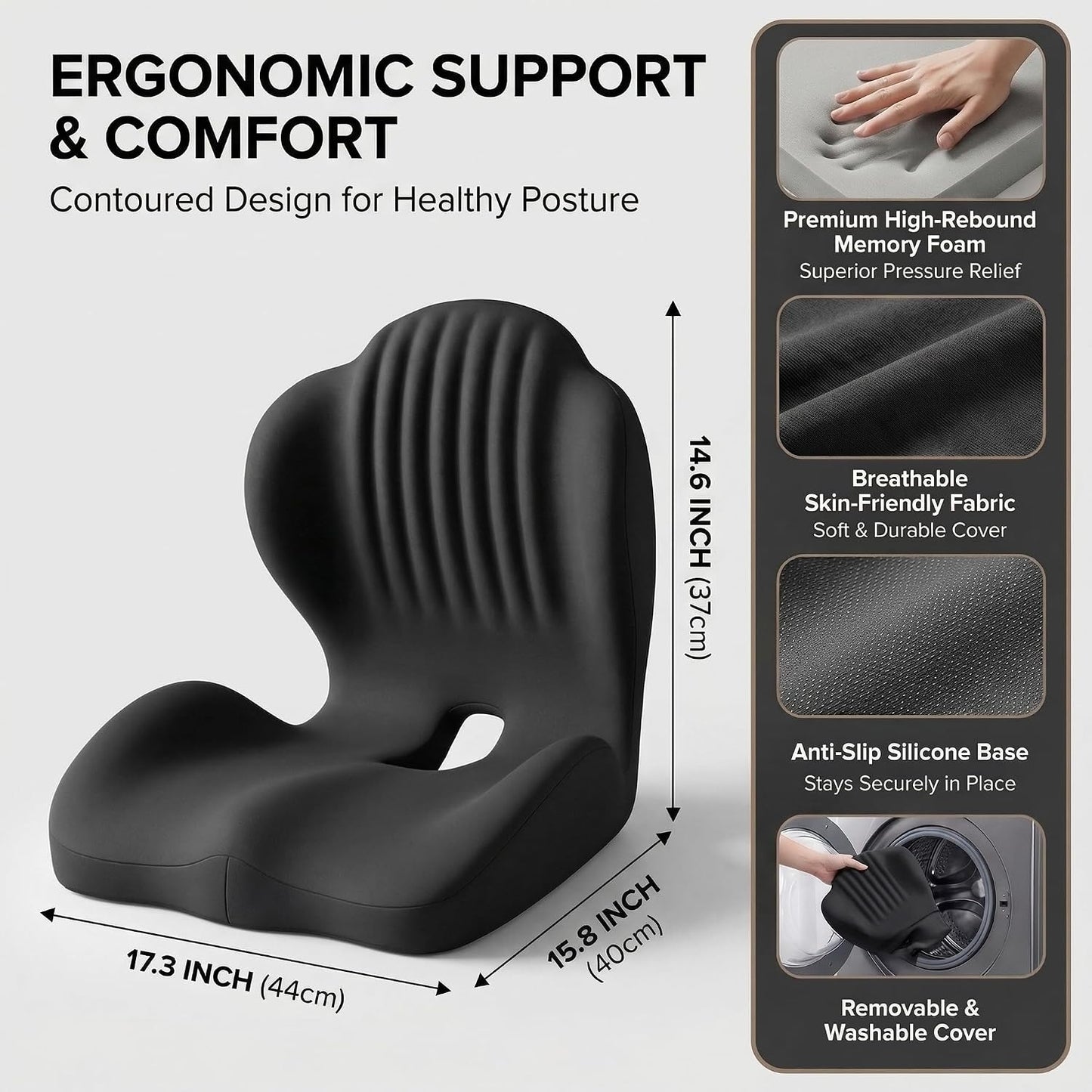 Ergonomic Seat Memory Foam Support Cushion for Back, Car Seat Back Support Cushion for Sciatica Tailbone Pain, Office Desk Chair Car Travel Seat Cushion (Pink)
