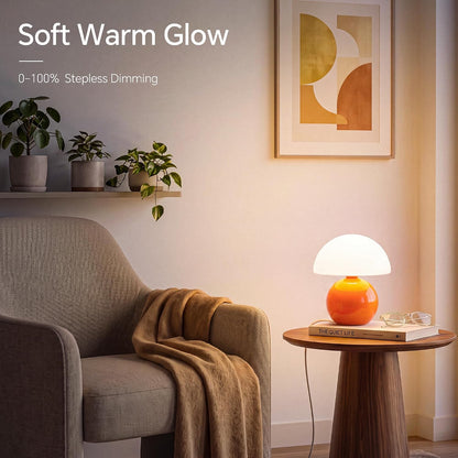 Dawnwake Mushroom Lamp Table Lamp for Bedroom-Small Desk Table Lamps,White