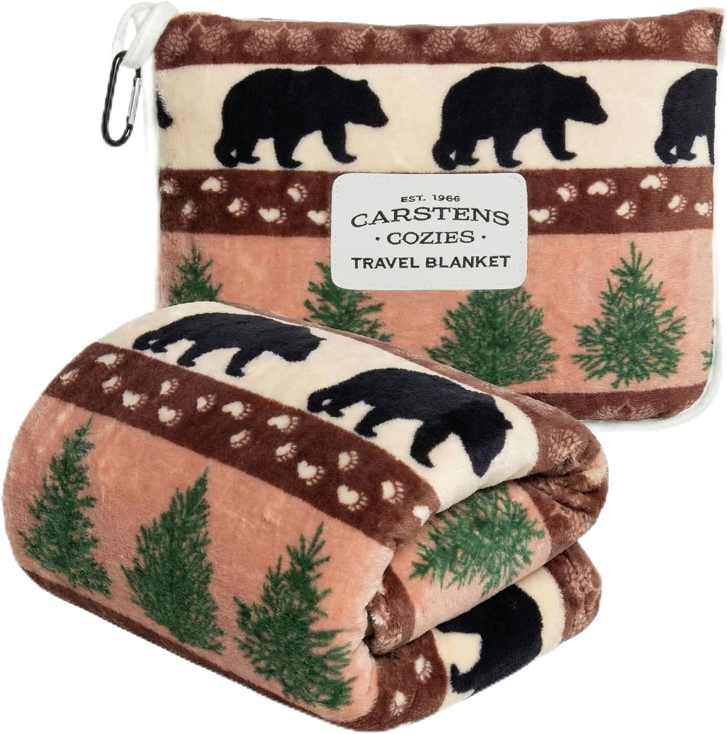 Carstens, Inc. Travel Blanket, Premium Compact 2-in-1 Airplane Blanket/Pillow, Open Sky Blue Aztec