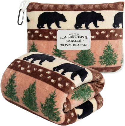 Carstens, Inc. Travel Blanket, Premium Compact 2-in-1 Airplane Blanket/Pillow, Open Sky Blue Aztec