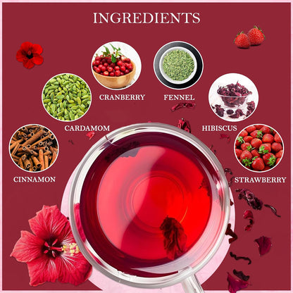 Strawberry Hibiscus Herbal Tea 100gm, Natural Herbal Infusion, 50 Tea Bags
