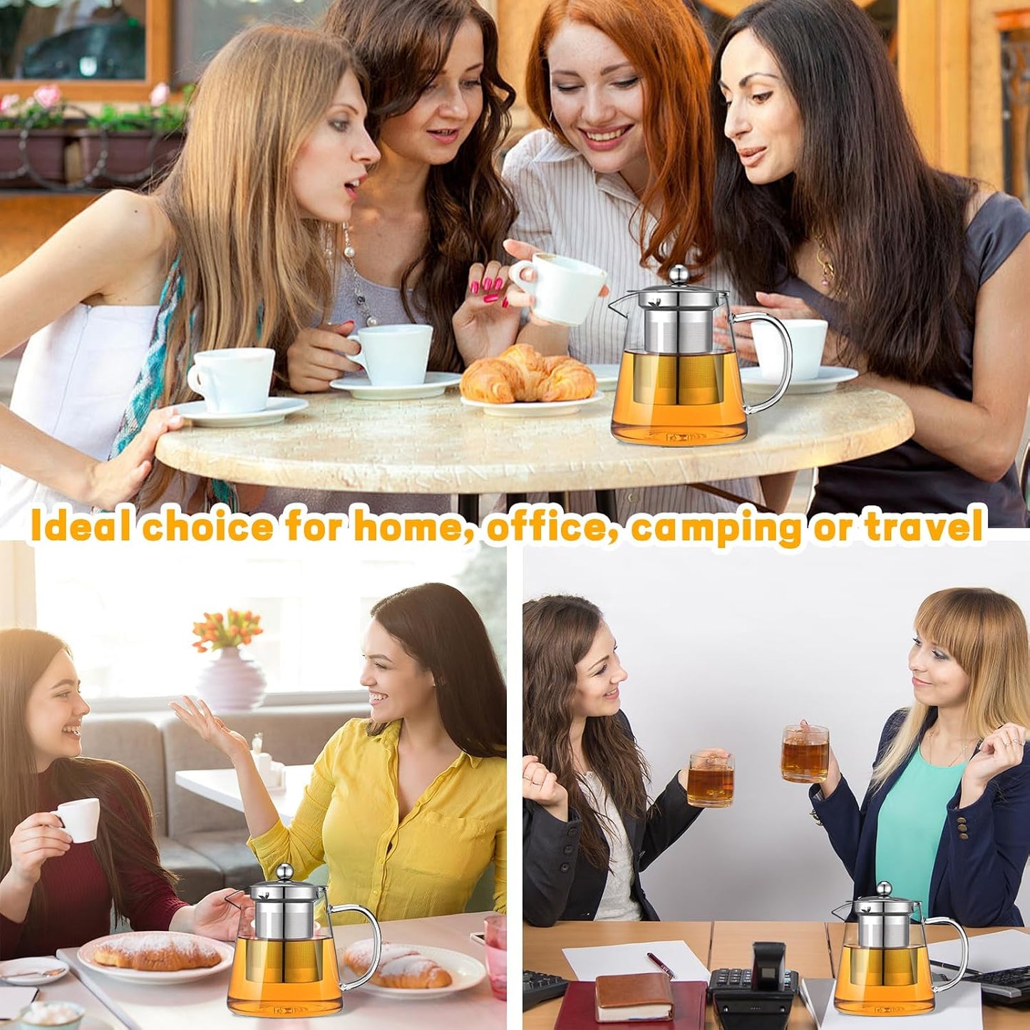 Glass Teapot with Stainless Steel Infuser, Borosilicate Glass Tea Maker, Stovetop Safe (550ML)
