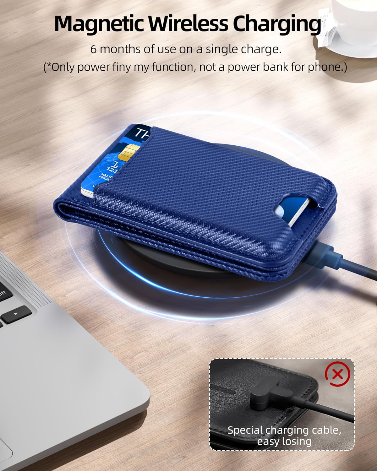 ExtreLife for Magsafe Wallet, Works with Apple Find My, 6 Cards Holder