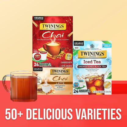 Twinings Chai Black Tea K-Cup Pods for Keurig, 24 Count (Pack of 1), Naturally Sweet and Savoury Spice Flavours, Caffeinated, Enjoy Hot or Iced