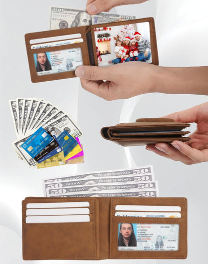 Genuine Leather Wallet for Samsung Galaxy SmartTag2: Slim Wallet Compatible with Samsung Tracker Tag - RFID Blocking Bifold Wallet with Gift Box (NO TAG)