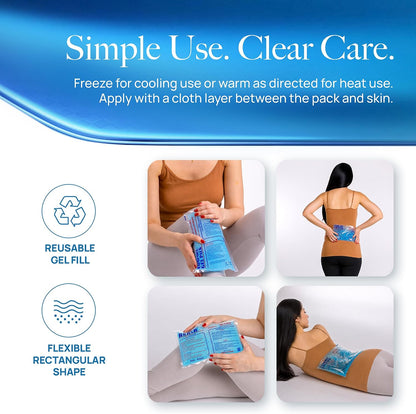 Flexible Reusable Gel Packs for Neck, Wrist, Arm, Back and Shoulder Pain Relief - Versatile Hot or Cold Gel Packs for Injuries, Sore Muscles or Toothache Pain Relief, Blue, 9" x 12", 1 Pack