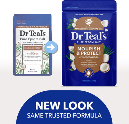 Dr Teal's Epsom Salt Magnesium Soak, Nourish & Protect with Coconut Oil, 3 lbs
