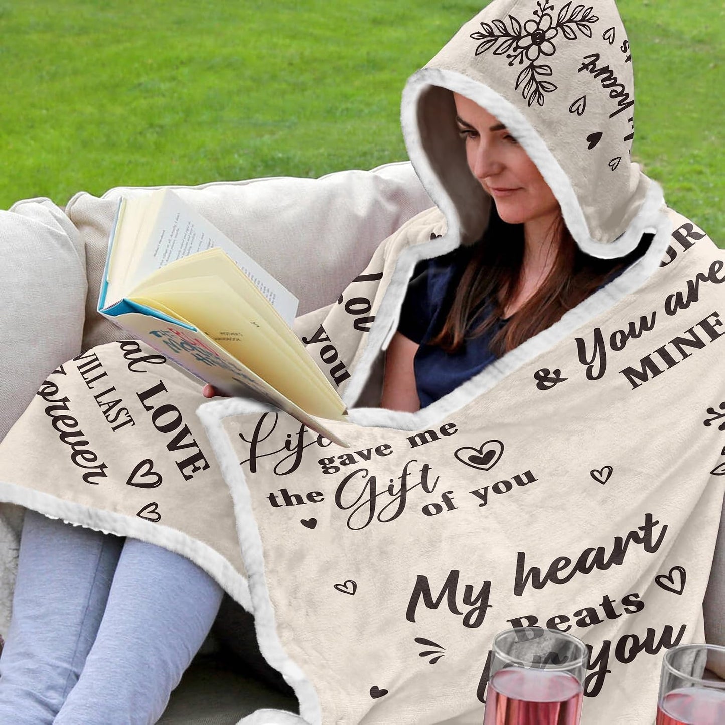 Vprintes Happy Anniversary Wearable Blanket - Gifts for Wife Her on Anniversary