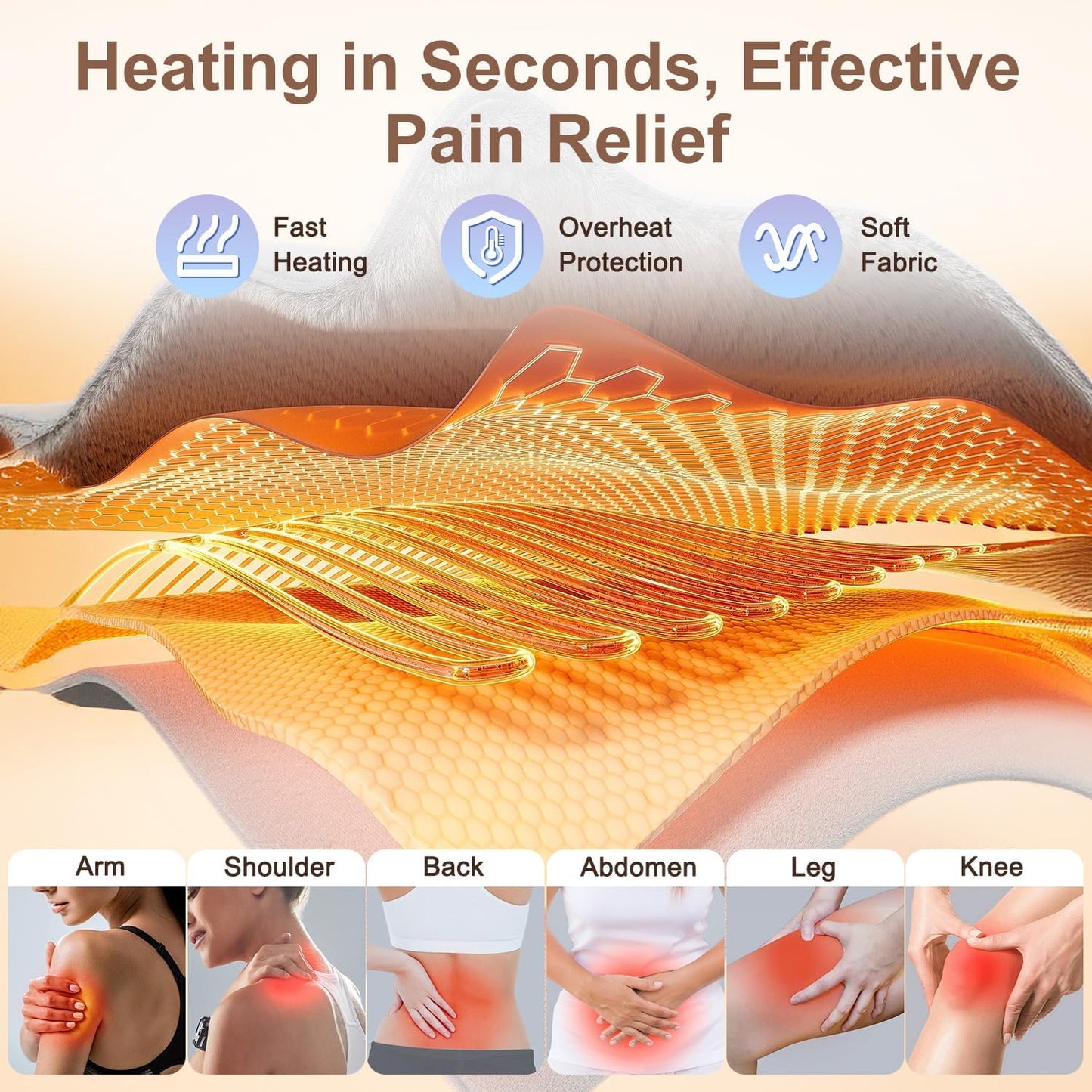 IGXHAVIZ Heating Pad for Back Pain Relief, Electric Heating Pad for Period Cramps Neck Shoulders with Belt, 4 Timer 6 Heat Setting & Auto Shut Off, 12"x24"+20" Large Moist Heat Pad for Mom,Dad