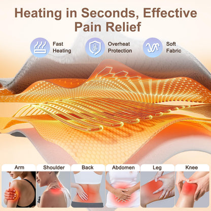 IGXHAVIZ Heating Pad for Back Pain Relief, Electric Heating Pad for Period Cramps Neck Shoulders with Belt, 4 Timer 6 Heat Setting & Auto Shut Off, 12"x24"+20" Large Moist Heat Pad for Mom,Dad