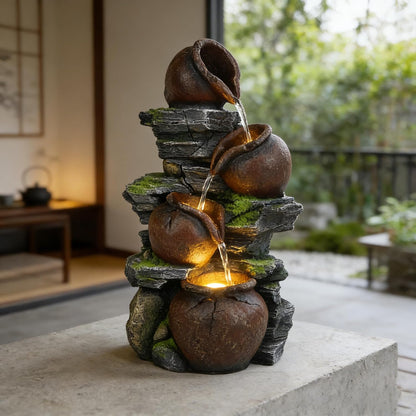 4-Tiered Outdoor Tabletop Water Fountain 17.9”
